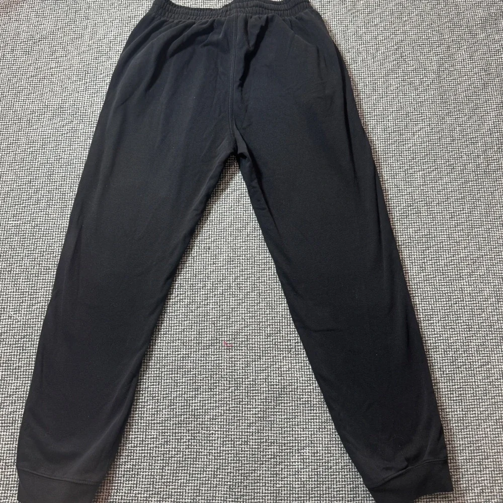 Mens Black Fleece Lined Joggers Drawstring Sweatpants Small